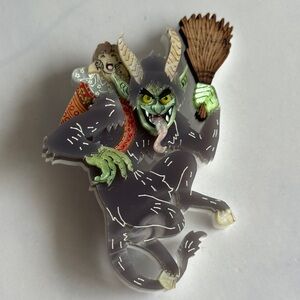 NWOT Gory Dorky Christmas Krampus Acrylic Brooch